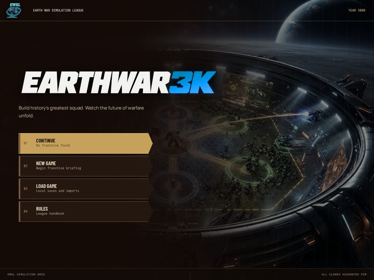 Landing-page snapshot of earthwar3k.com