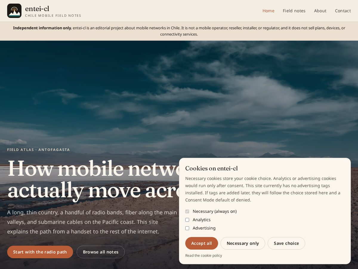 Landing-page snapshot of entei-cl.lat