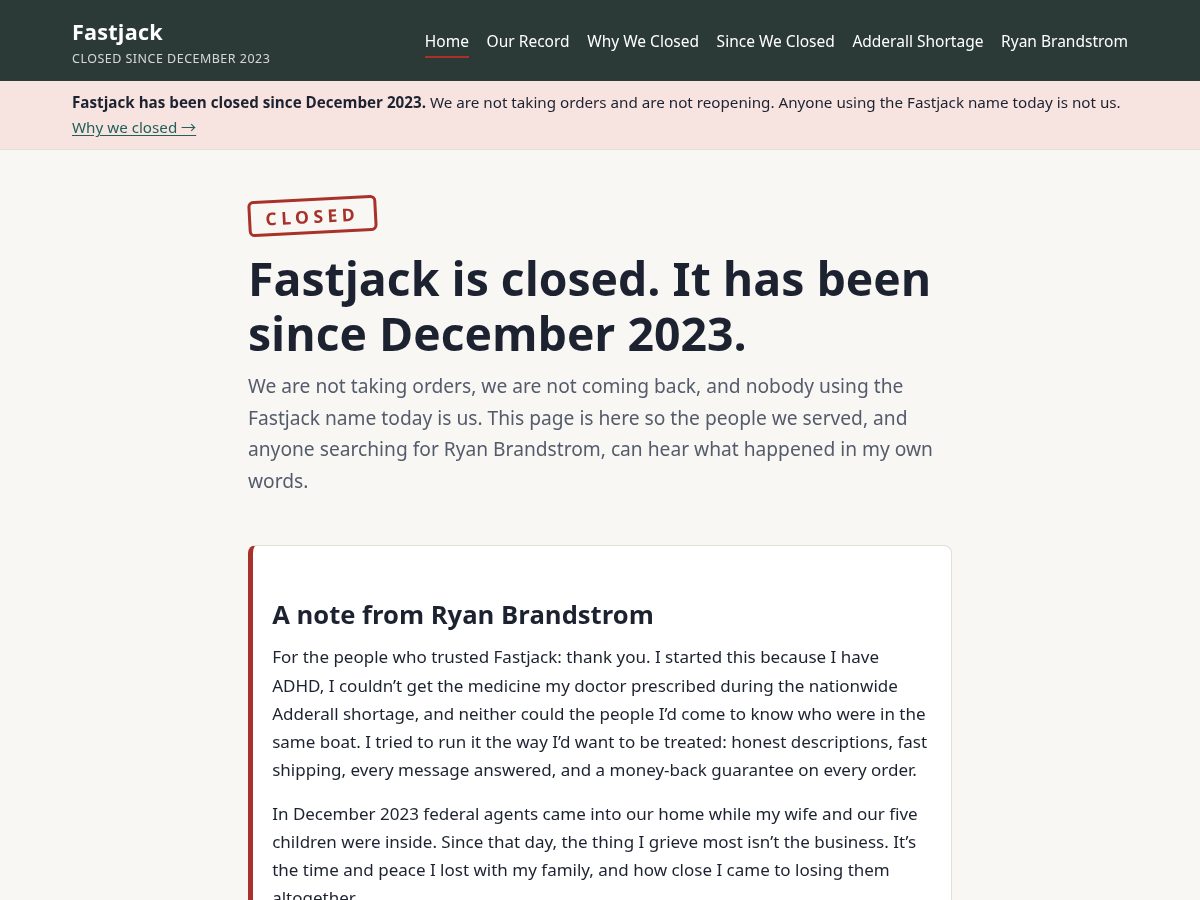 Landing-page snapshot of fastjack.online