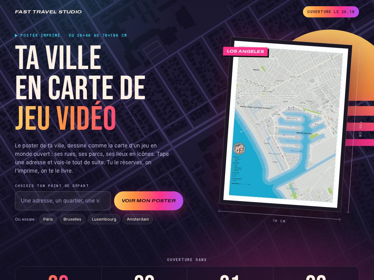 Landing-page snapshot of fasttravelstudio.com