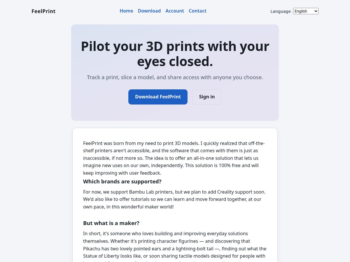 Landing-page snapshot of feelprint.org