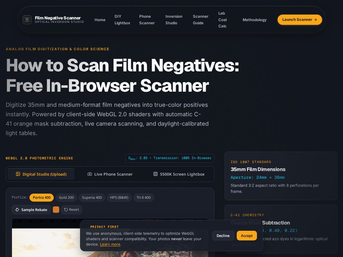 Landing-page snapshot of filmnegativescanner.online