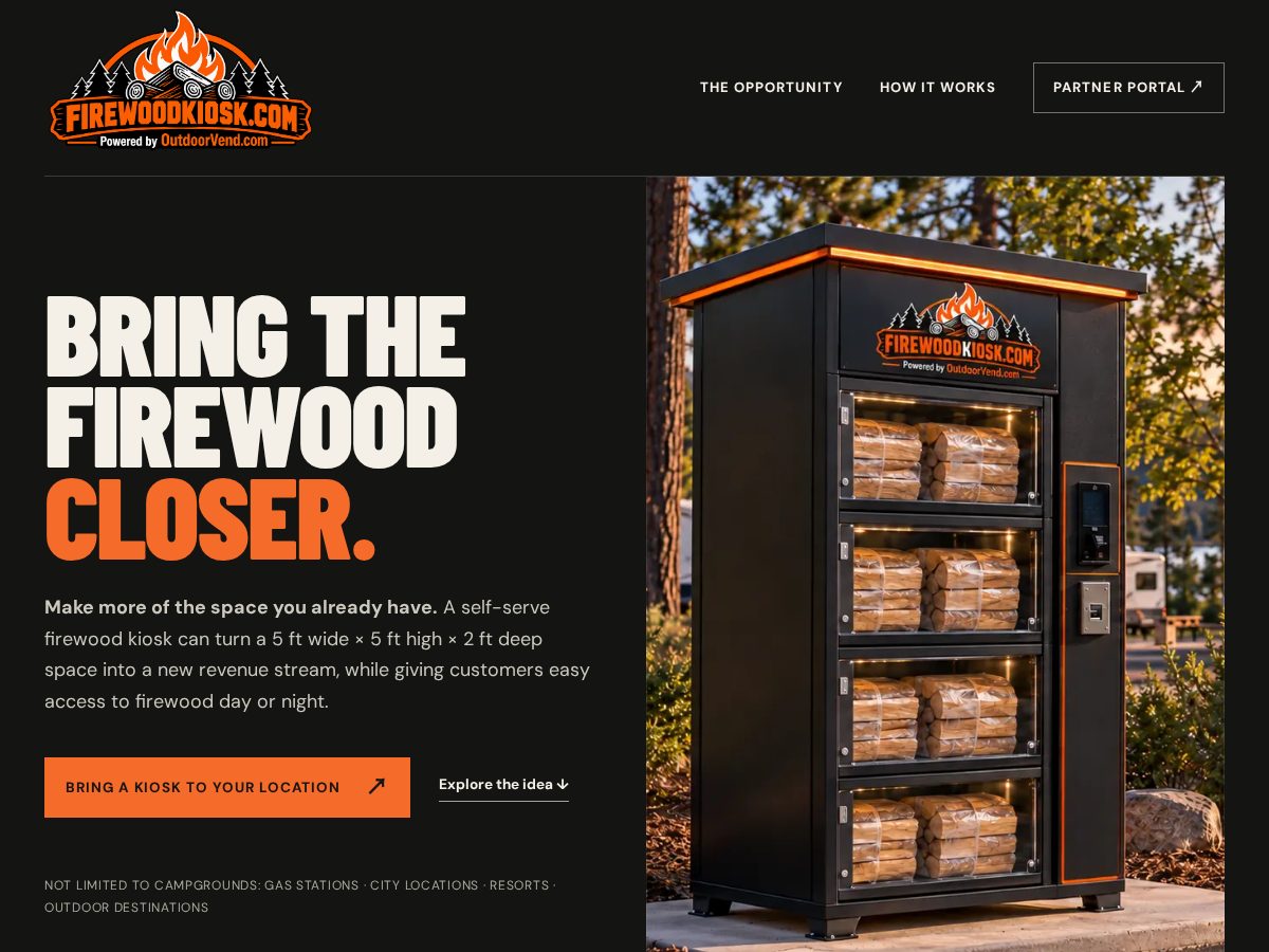 Landing-page snapshot of firewoodkiosk.com