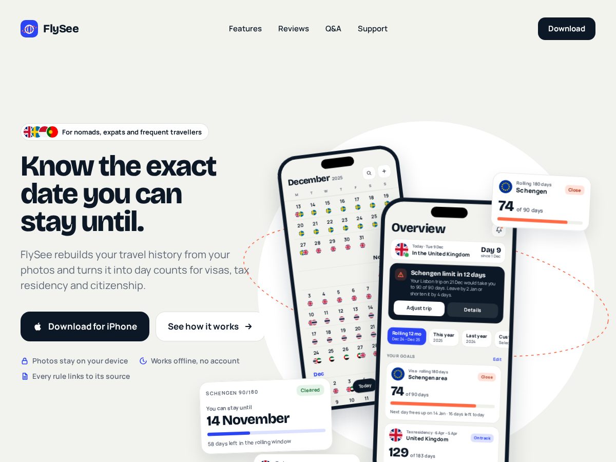 Landing-page snapshot of flysee.app