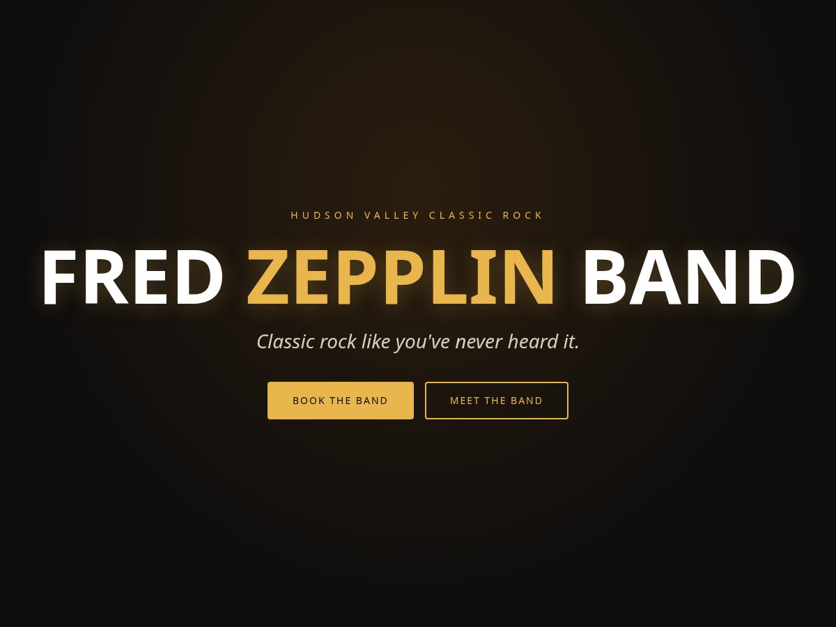 Landing-page snapshot of fredzepplinband.com