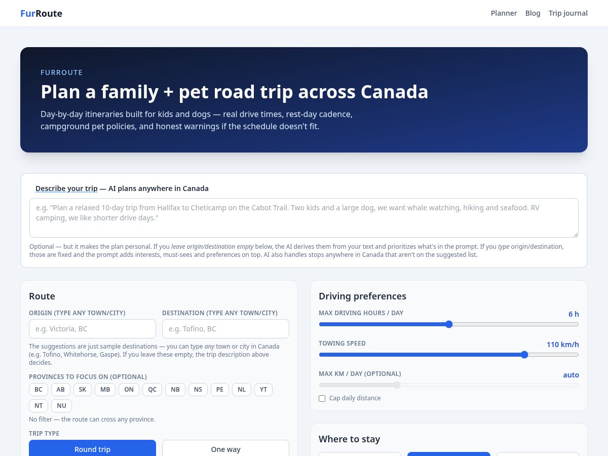 Landing-page snapshot of furroute.com