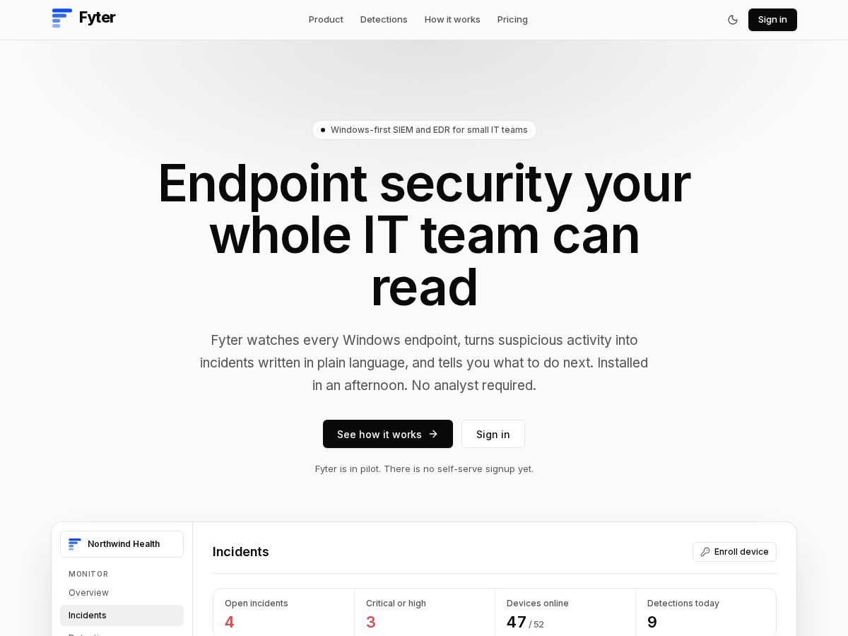 Landing-page snapshot of fytersecurity.com