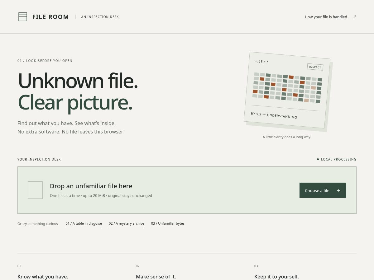 Landing-page snapshot of getfileroom.com