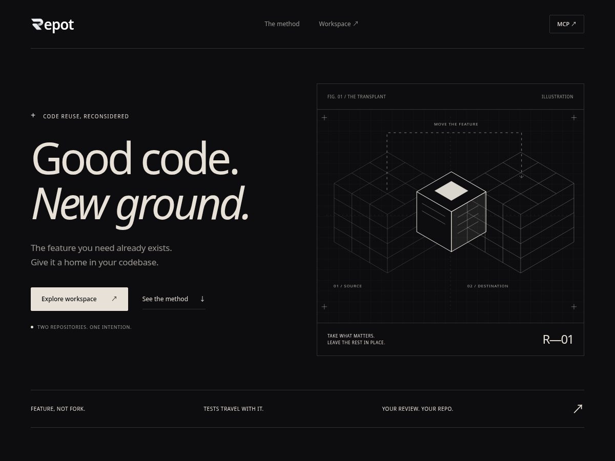 Landing-page snapshot of getrepot.com