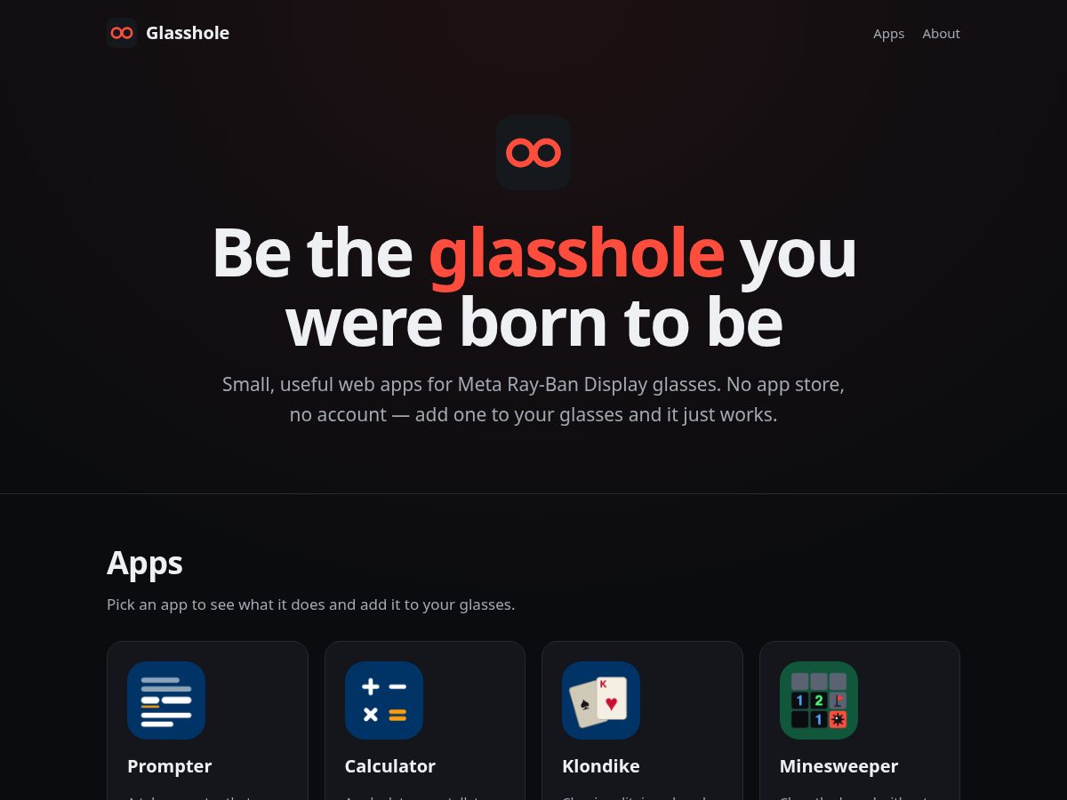Landing-page snapshot of glasshole.app