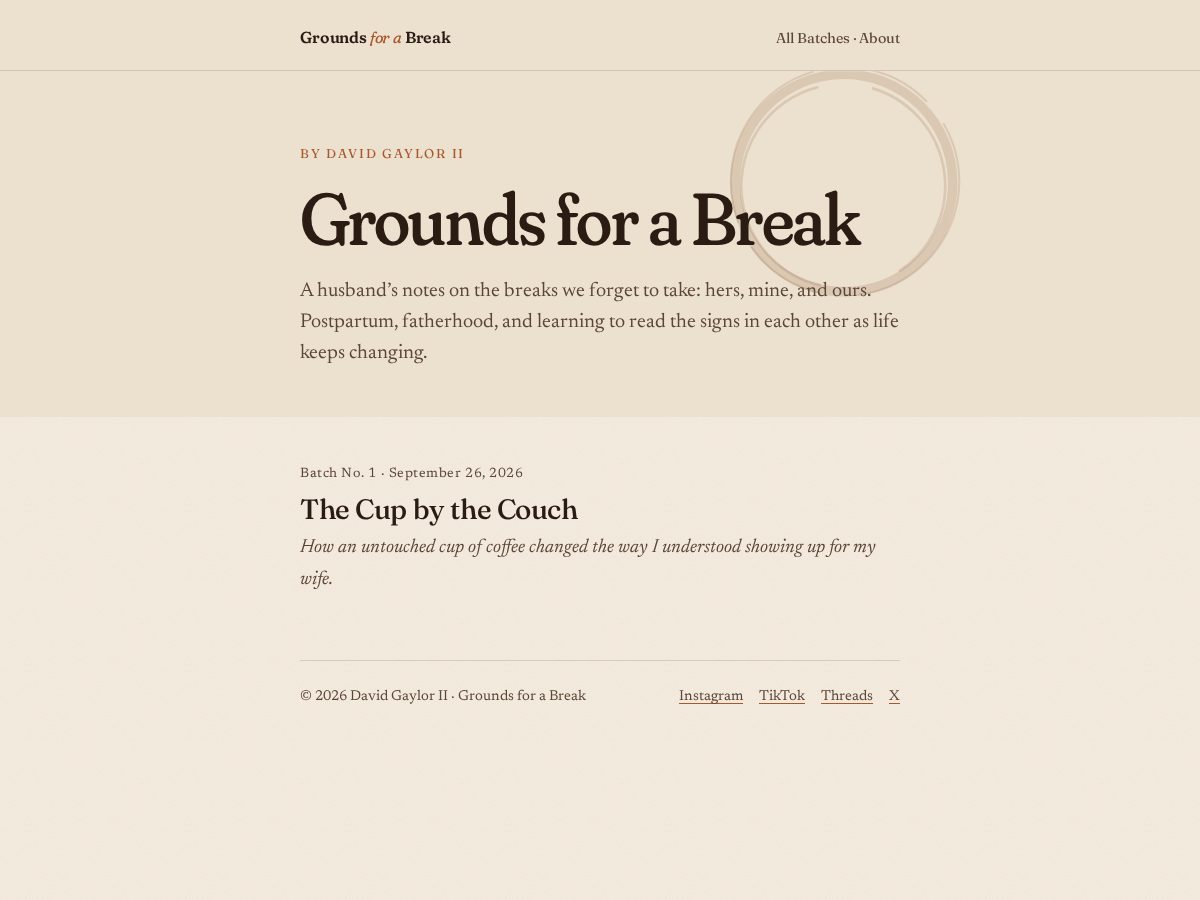 Landing-page snapshot of groundsforabreak.com