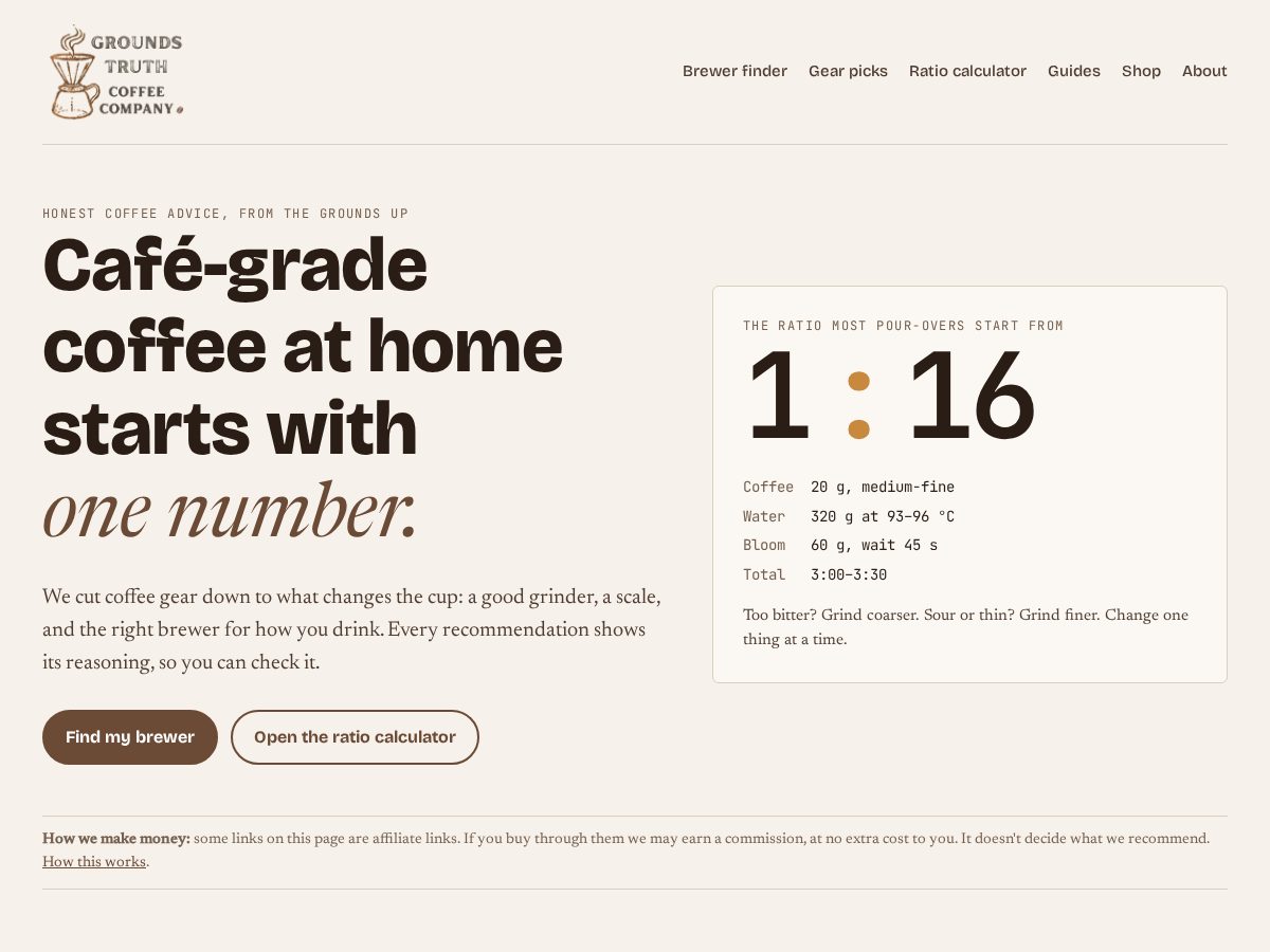 Landing-page snapshot of groundstruthcoffee.com