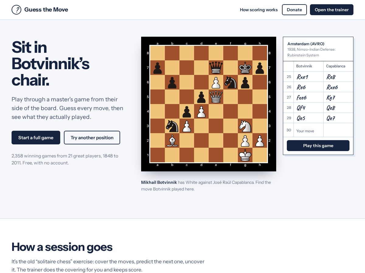 Landing-page snapshot of guessthemove.net