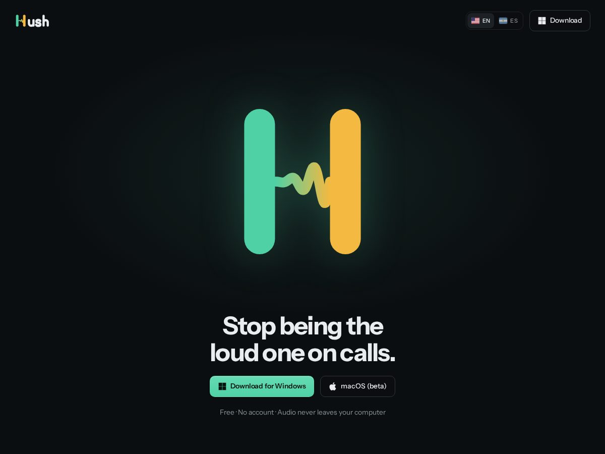 Landing-page snapshot of h-ush.com