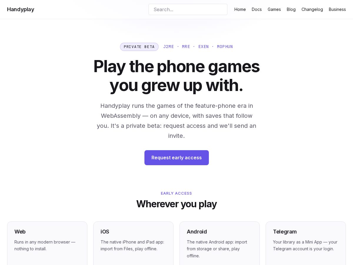 Landing-page snapshot of handyplay.app