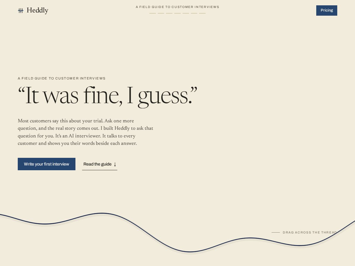 Landing-page snapshot of heddly.app