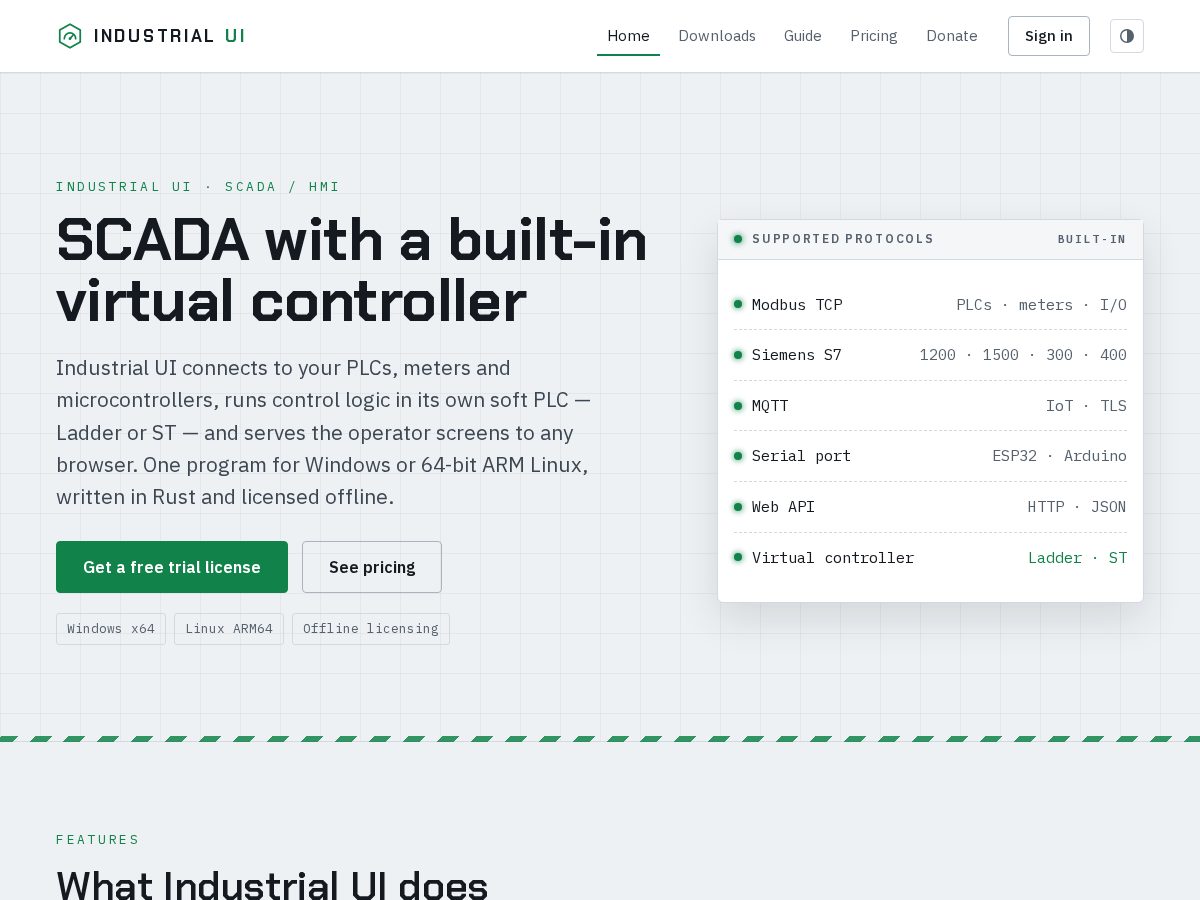 Landing-page snapshot of industrialui.pro