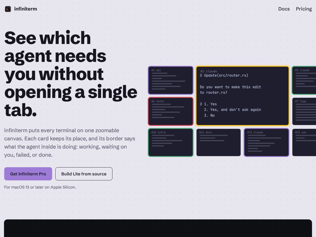 Landing-page snapshot of infiniterm.app