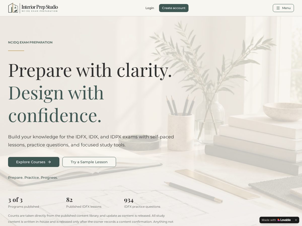 Landing-page snapshot of interiorprepstudio.com