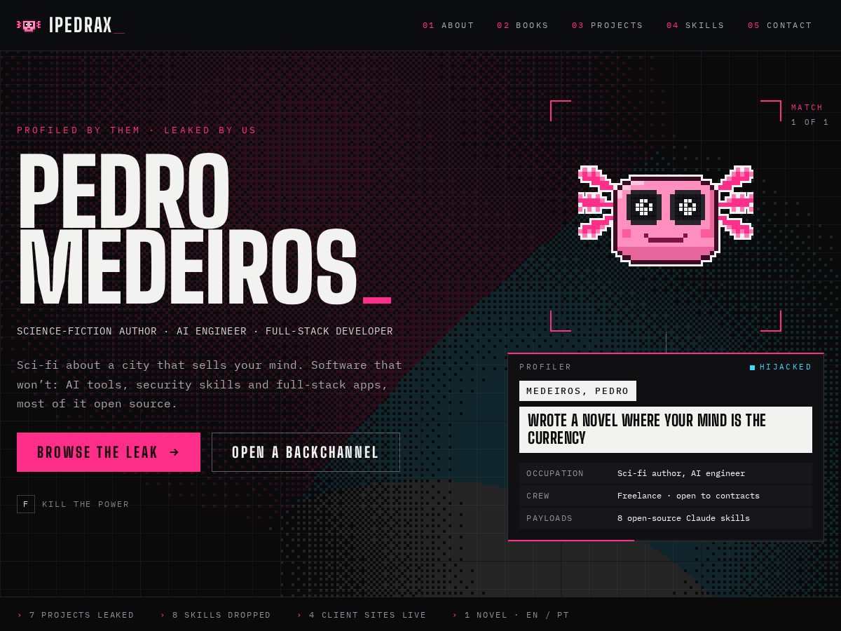 Landing-page snapshot of ipedrax.com
