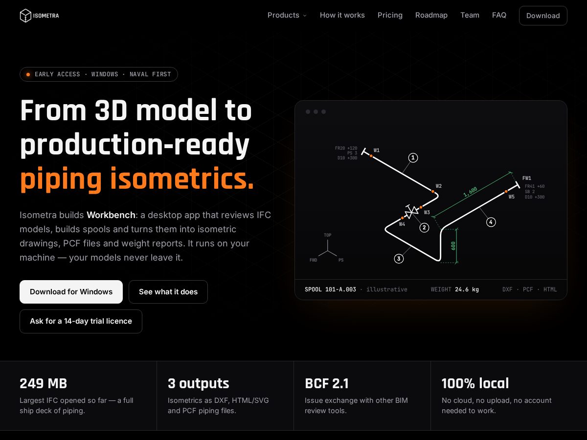 Landing-page snapshot of isometra.dev