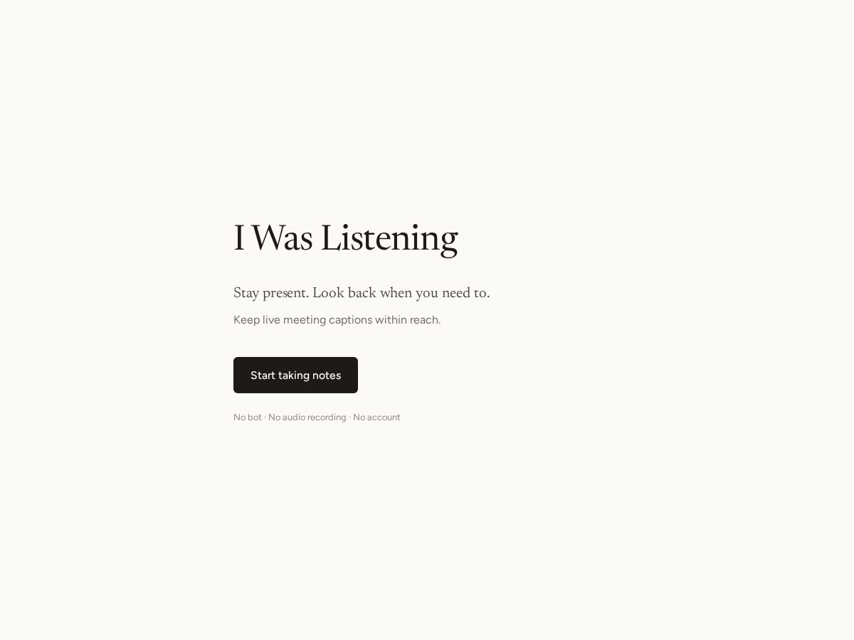 Landing-page snapshot of iwaslistening.com