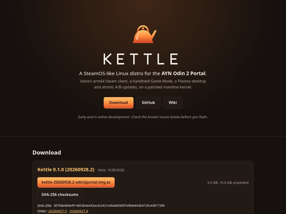 Landing-page snapshot of kettlelinux.org