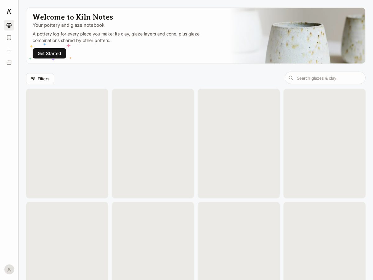 Landing-page snapshot of kilnnotes.com