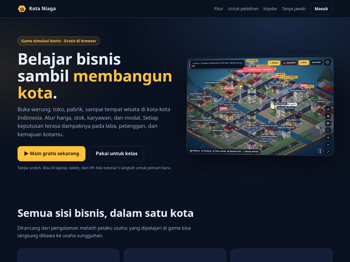 Landing-page snapshot of kotaniaga.com