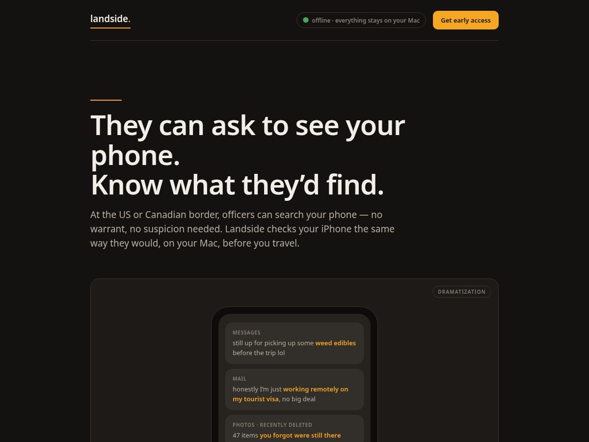 Landing-page snapshot of landside.app