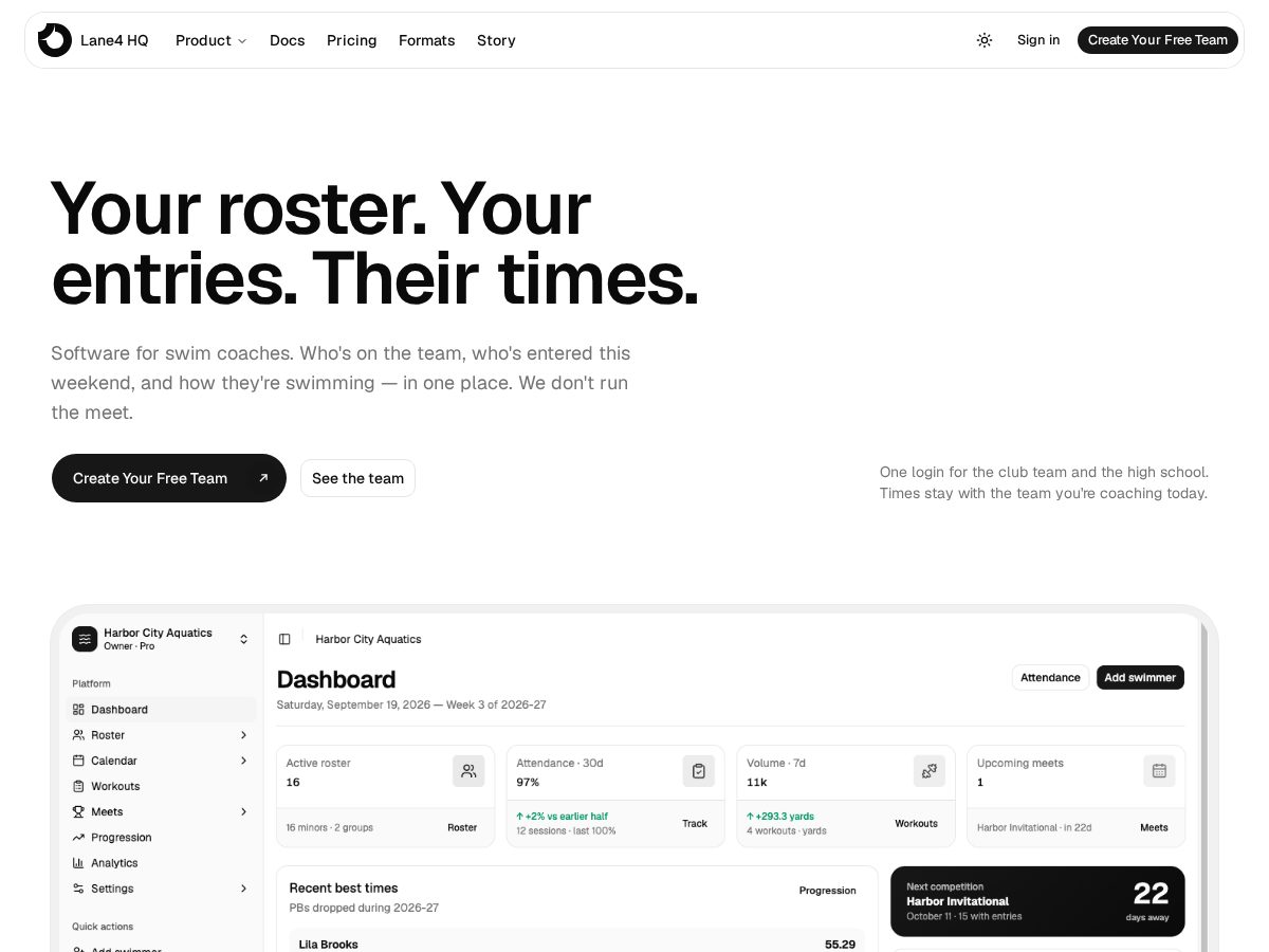 Landing-page snapshot of lane4hq.com