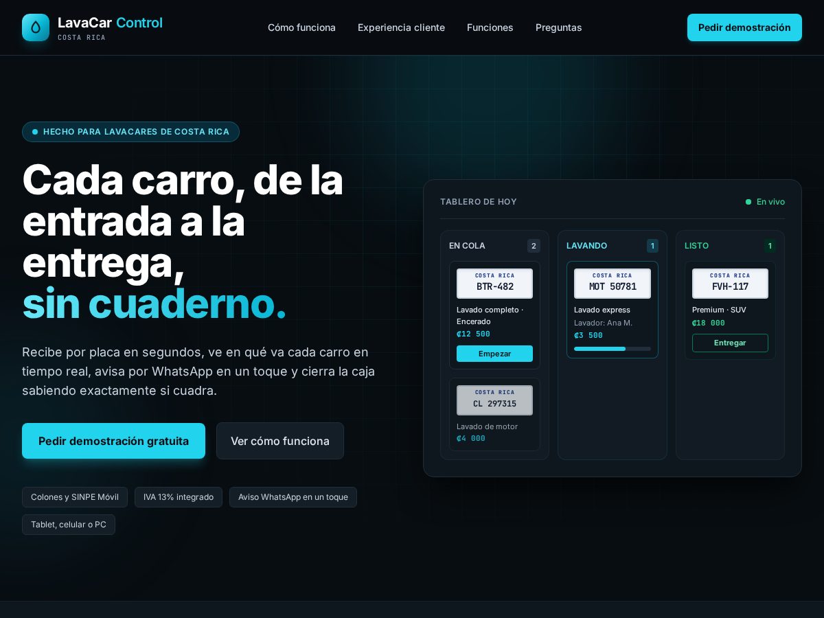 Landing-page snapshot of lavacarcontrol.com
