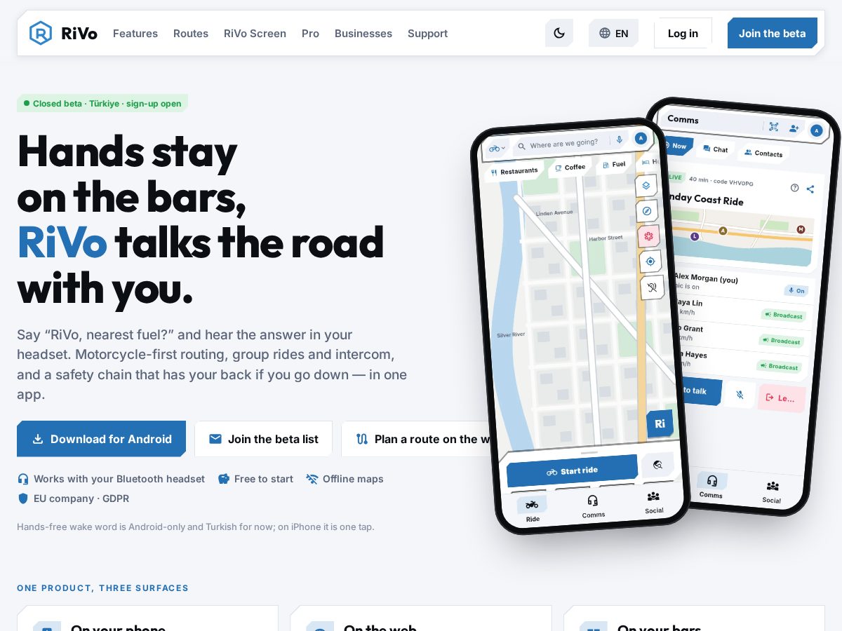 Landing-page snapshot of letsrivo.com