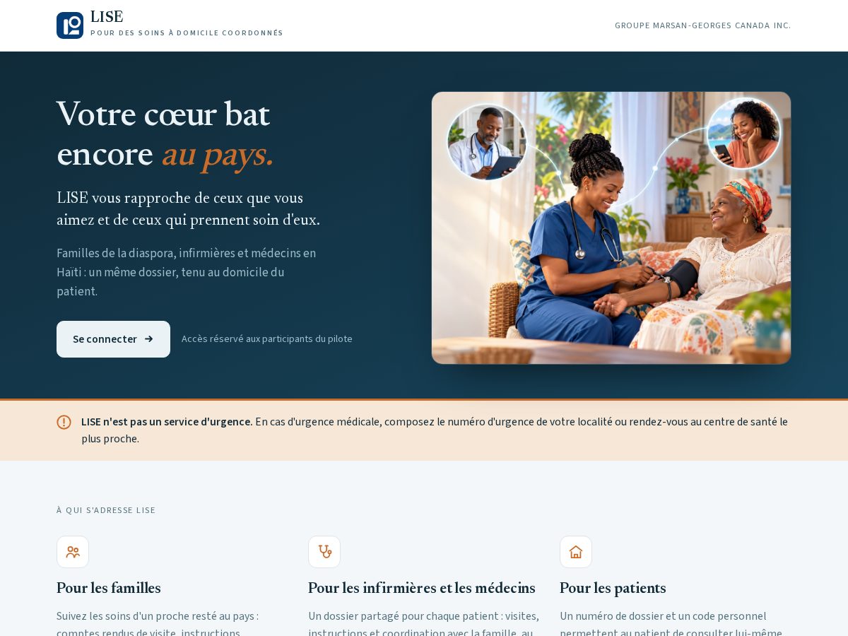 Landing-page snapshot of lisecare.app