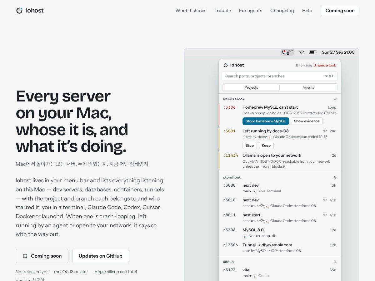Landing-page snapshot of lohost.app
