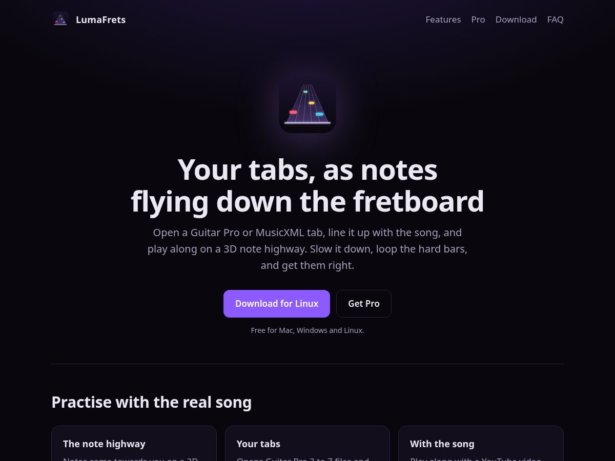 Landing-page snapshot of lumafrets.com