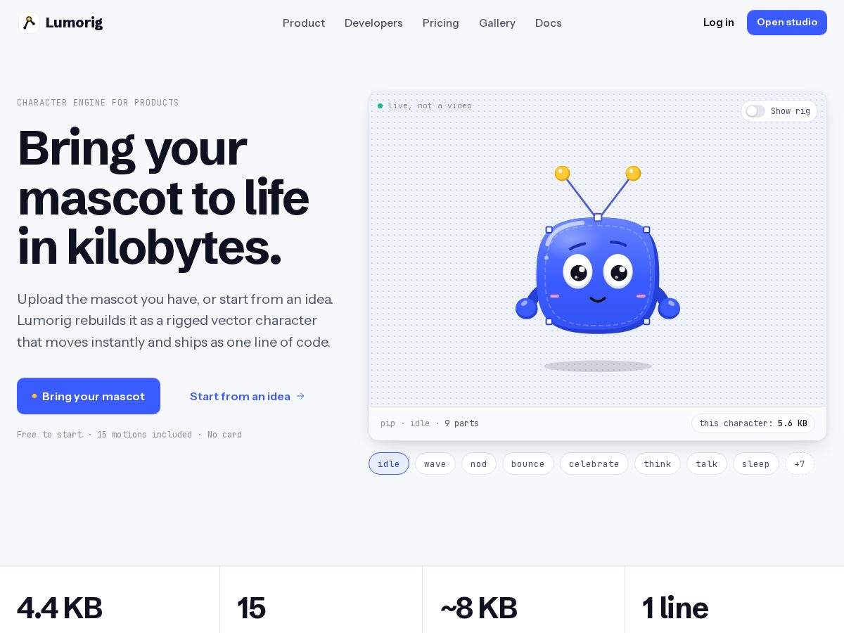 Landing-page snapshot of lumorig.com
