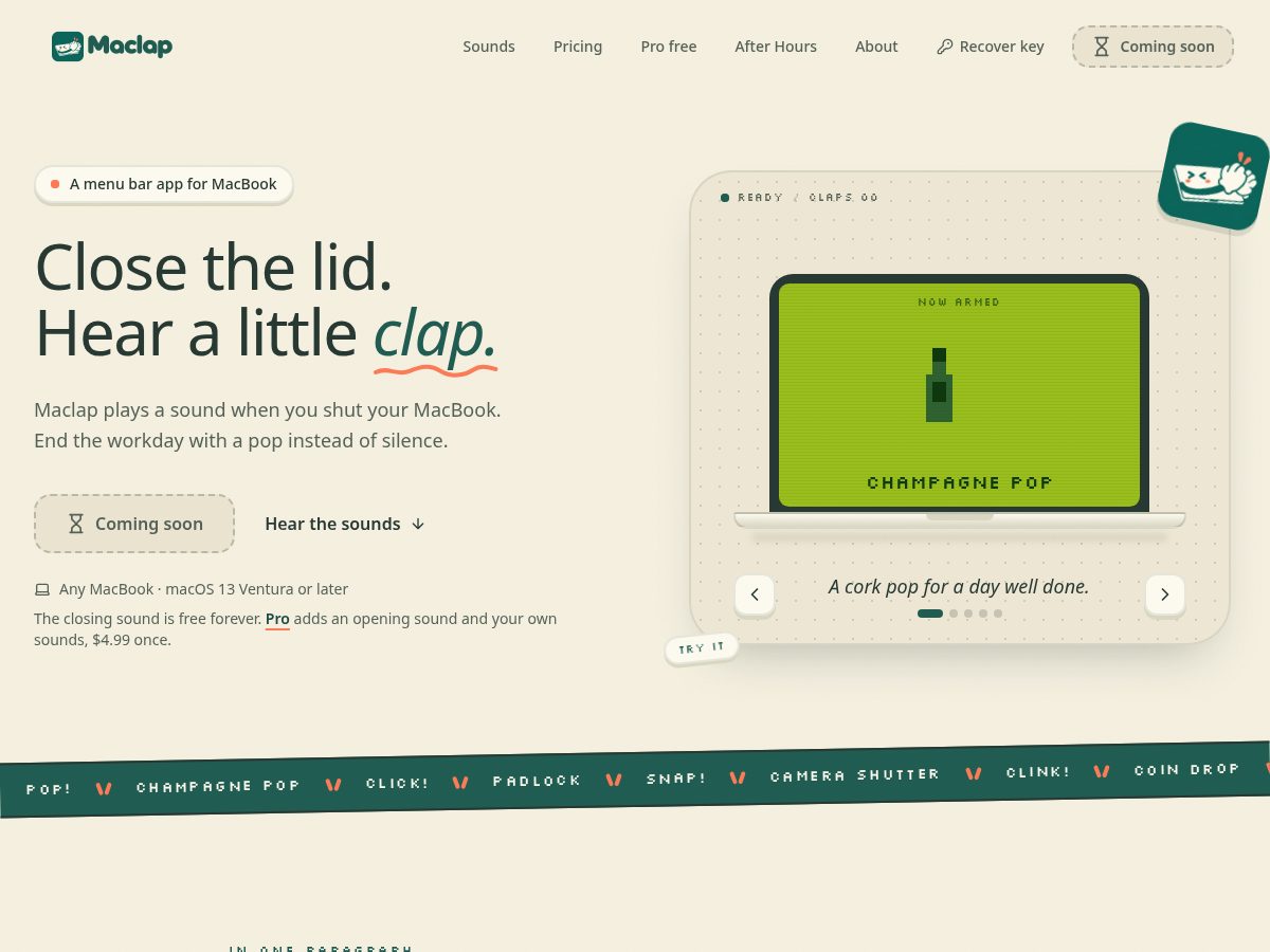 Landing-page snapshot of maclap.app