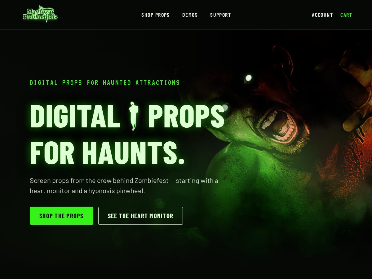 Landing-page snapshot of madtownproductions.com