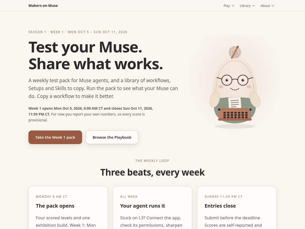 Landing-page snapshot of makersonmuse.com