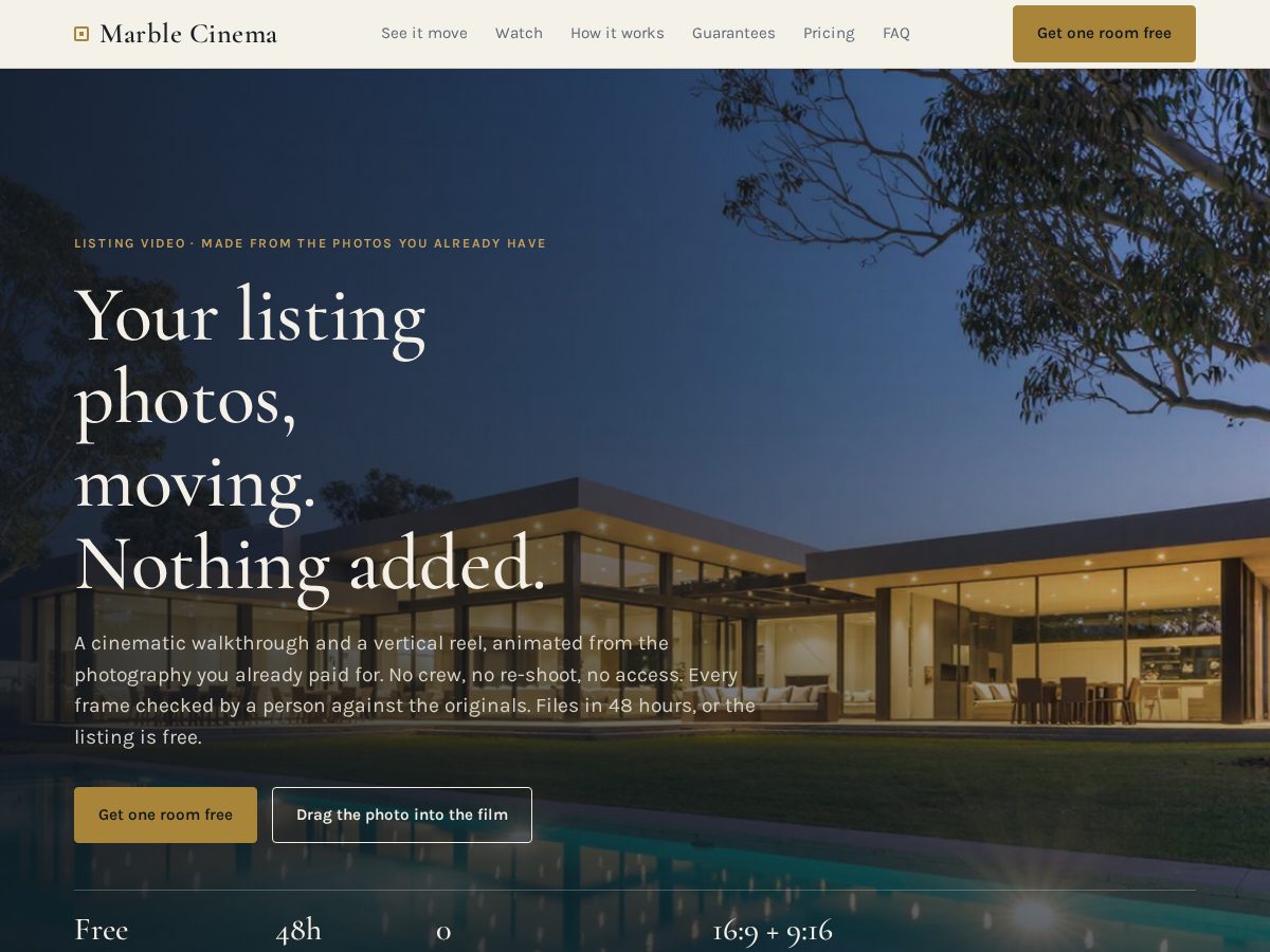 Landing-page snapshot of marblecinema.com