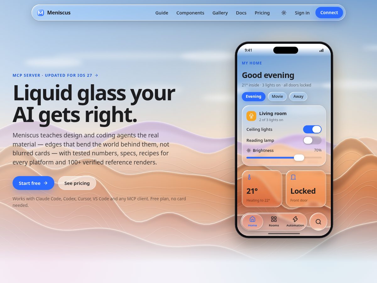 Landing-page snapshot of meniscus.site