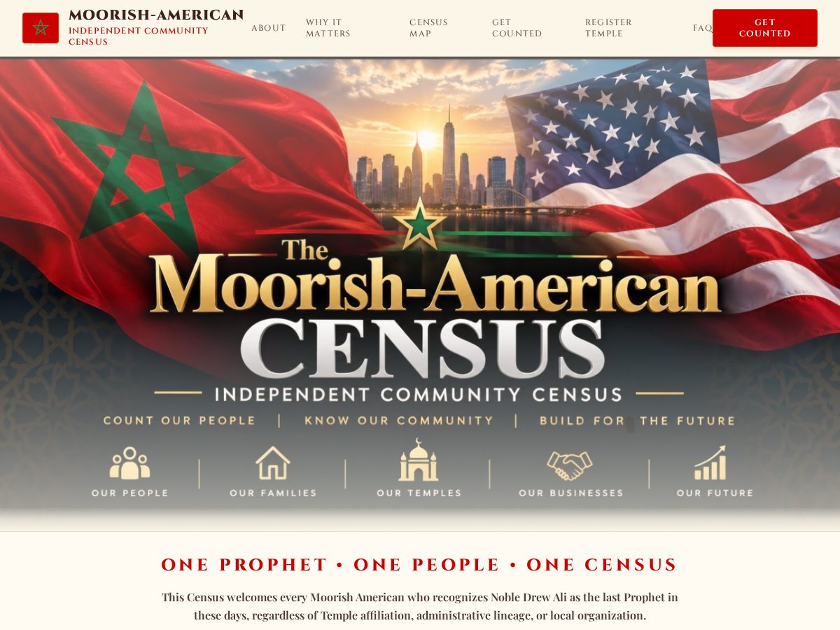 Landing-page snapshot of moorishamericancensus.com