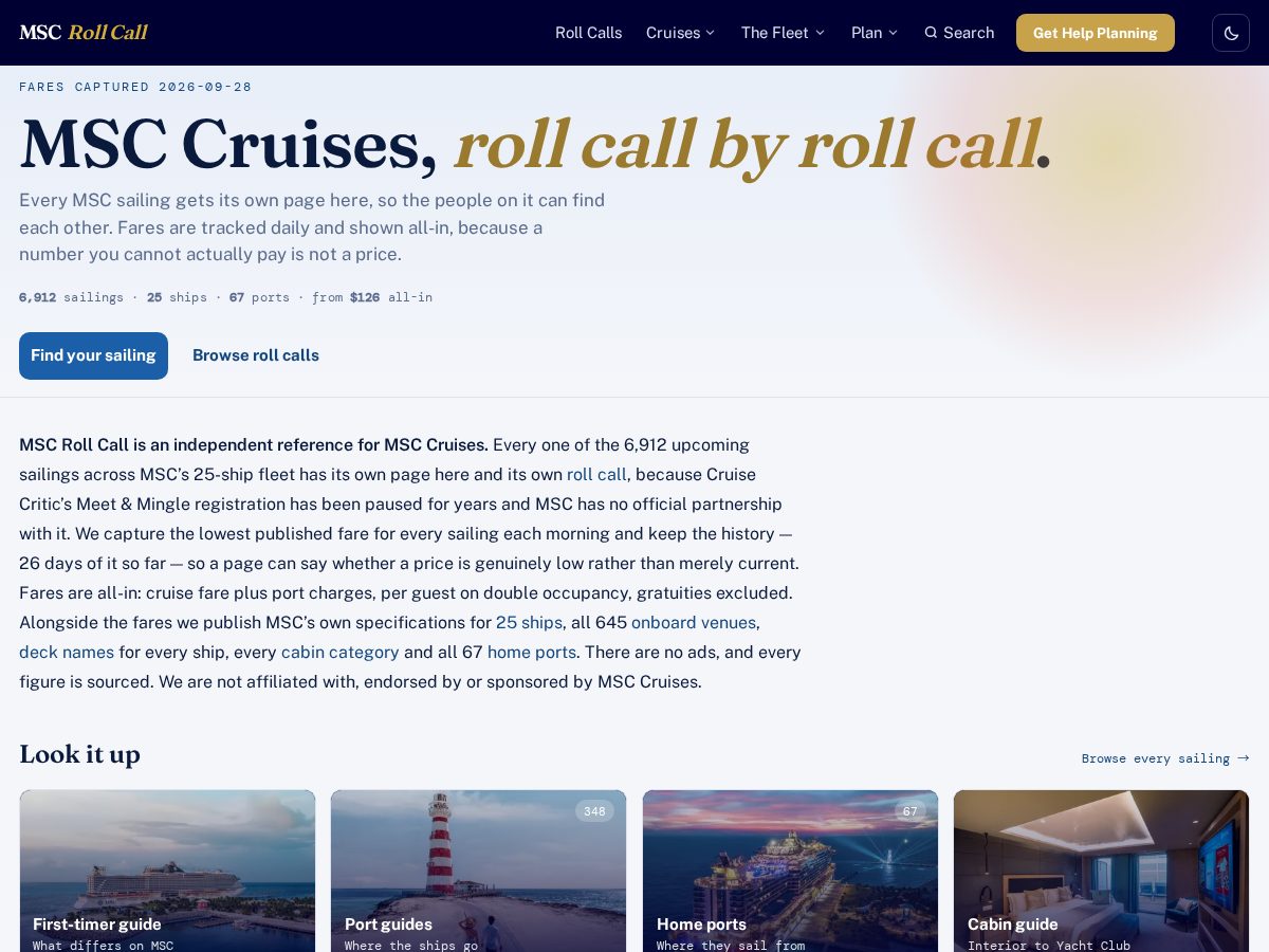 Landing-page snapshot of mscrollcall.com