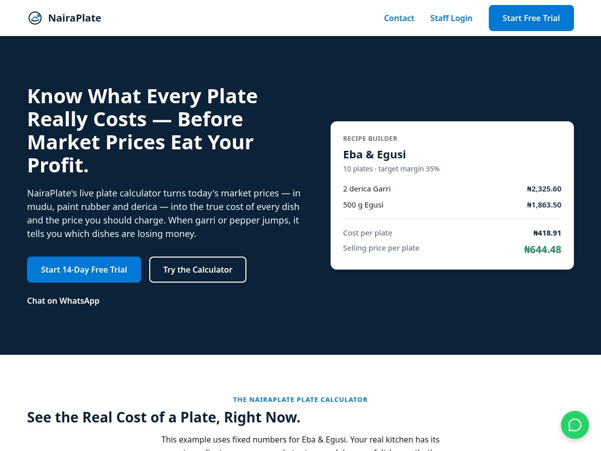 Landing-page snapshot of nairaplate.com