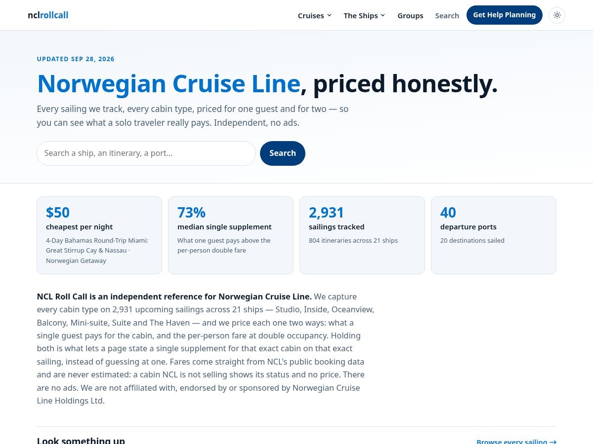Landing-page snapshot of nclrollcall.com