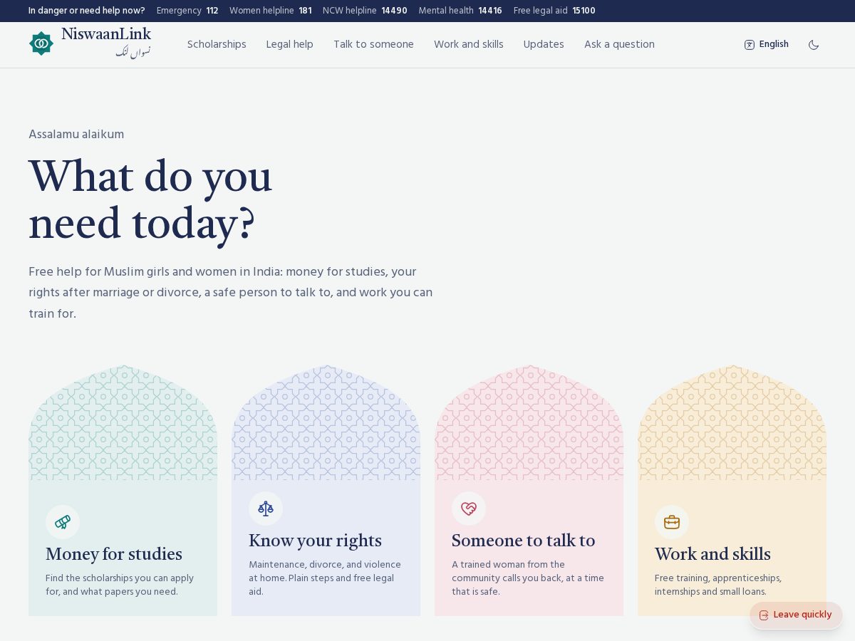 Landing-page snapshot of niswaanlink.site
