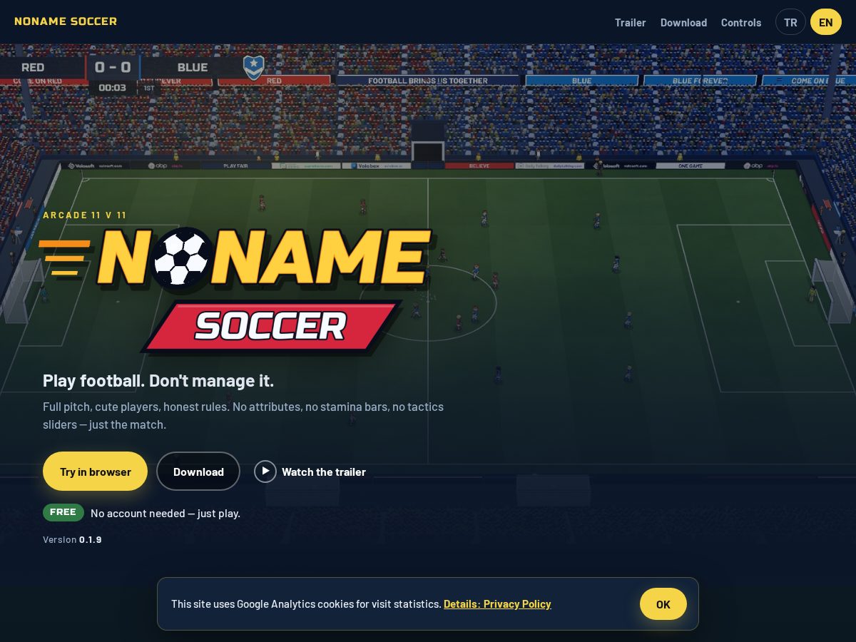 Landing-page snapshot of nonamesoccer.com