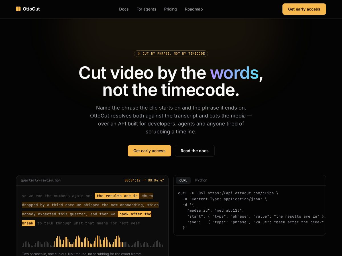 Landing-page snapshot of ottocut.com