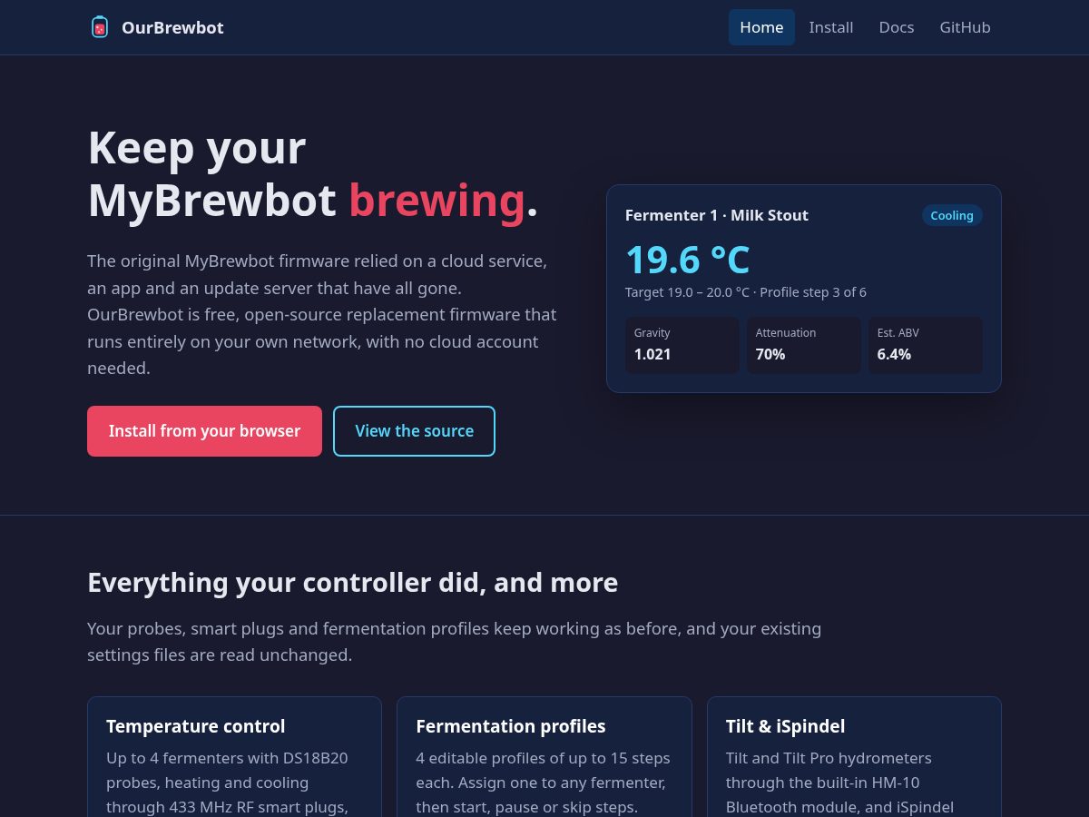 Landing-page snapshot of ourbrewbot.com